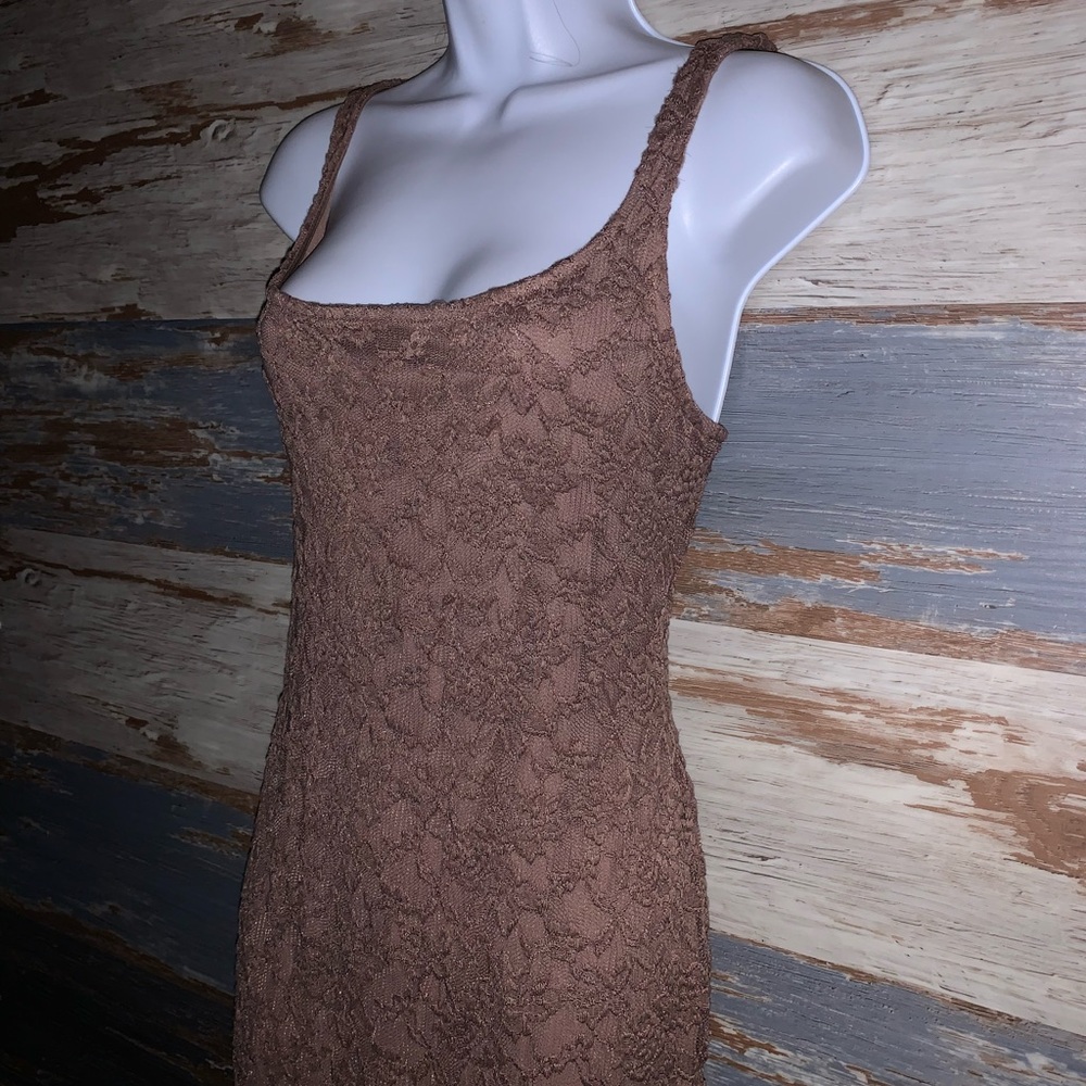 Bebe full lace tank dress sexy bodycon with split slit size medium M - Picture 4 of 8